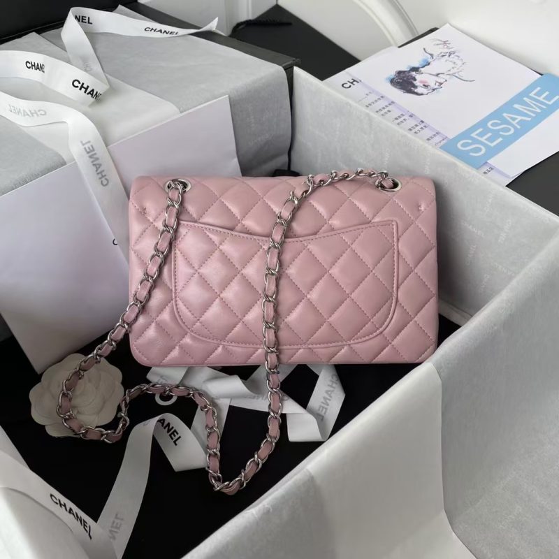 Chanel Small Classic Handbag Silver Hardware - Image 2