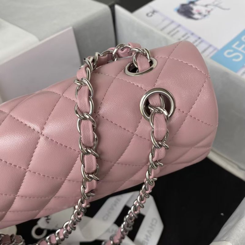 Chanel Small Classic Handbag Silver Hardware - Image 4