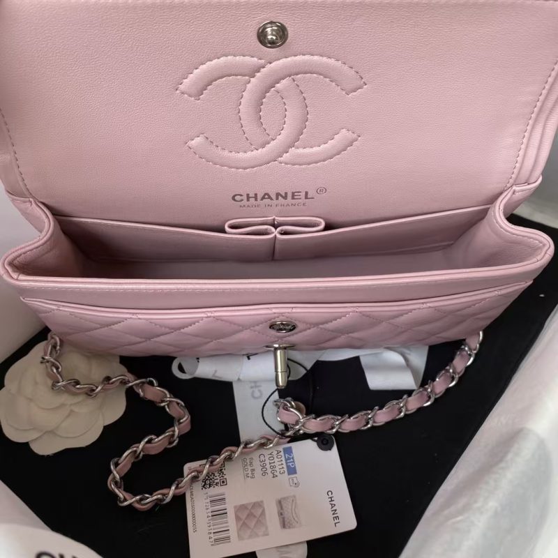 Chanel Small Classic Handbag Silver Hardware - Image 6