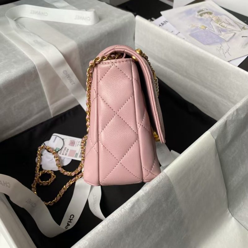 Chanel AS5011 Flap bag Shiny Lambskin Imitation Pearls & Gold-Tone Metal Pink - Image 5