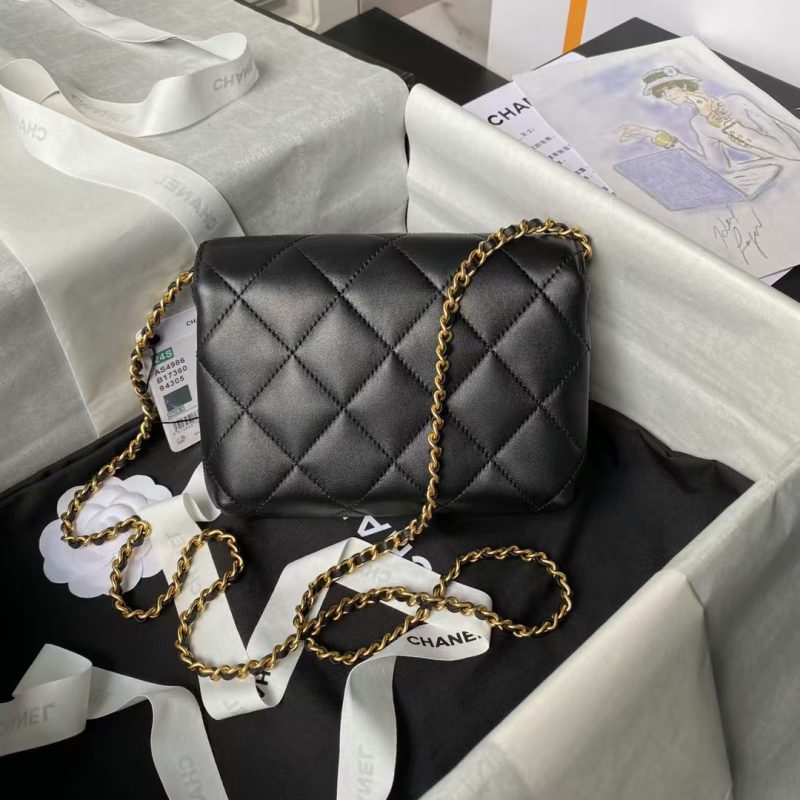 Chanel AS4986 Mini Flap bag Shiny Lambskin Imitation Pearls & Gold-Tone Metal Black - Image 2