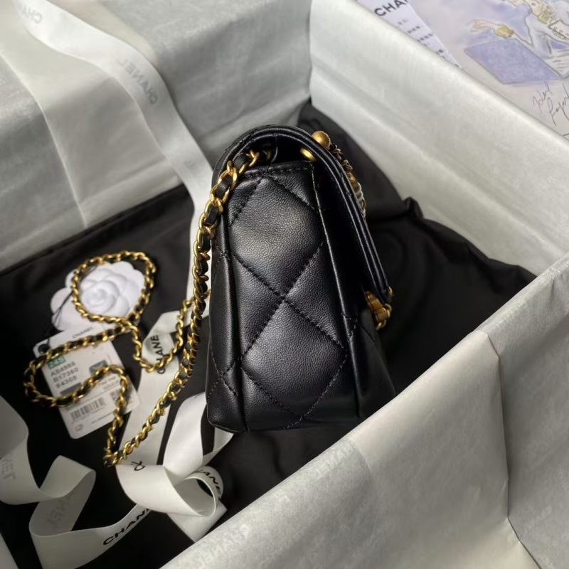 Chanel AS4986 Mini Flap bag Shiny Lambskin Imitation Pearls & Gold-Tone Metal Black - Image 6