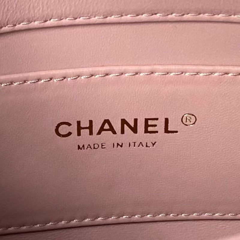 Chanel AS4986 Mini Flap bag Shiny Lambskin Imitation Pearls & Gold-Tone Metal Pink - Image 8