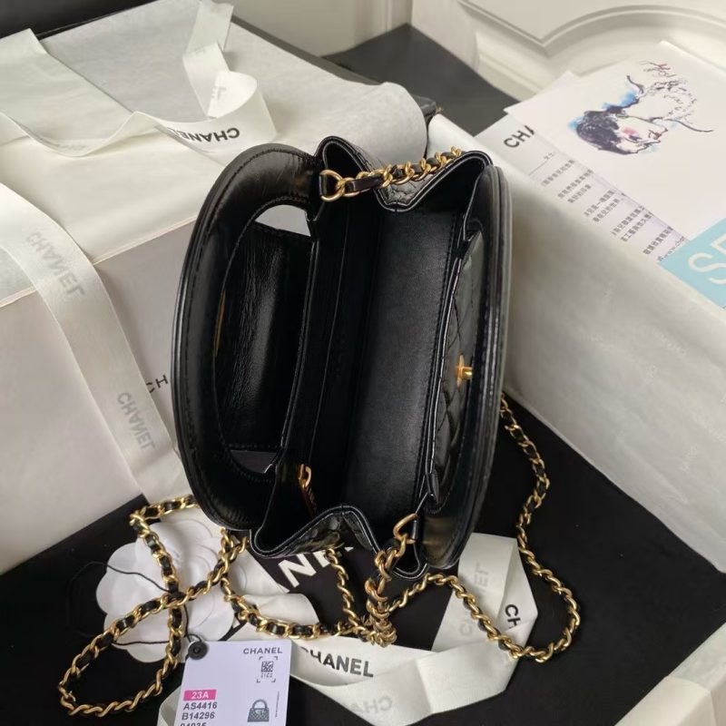 Chanel AS4416 Mini Shopping Bag Shiny Aged Calfskin Gold Tone Metal Black - Image 4