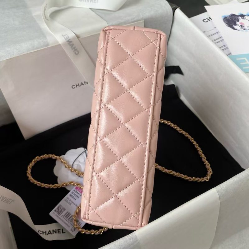 Chanel AS4416 Mini Shopping Bag Shiny Aged Calfskin Gold Tone Metal Light Pink - Image 4