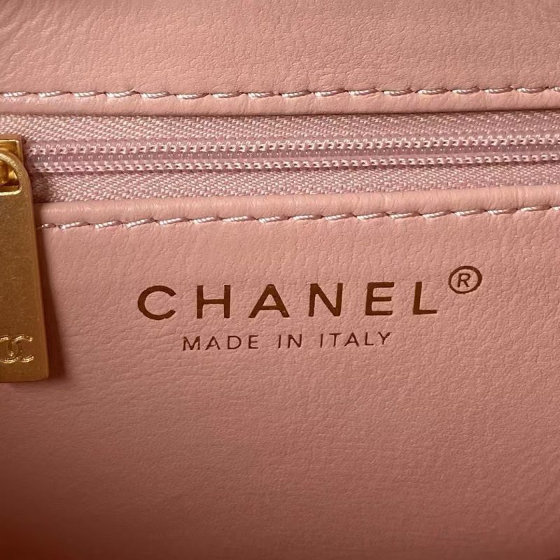 Chanel AS4416 Mini Shopping Bag Shiny Aged Calfskin Gold Tone Metal Light Pink - Image 6
