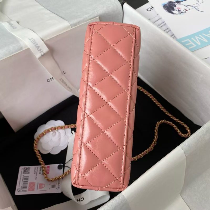 Chanel AS4416 Mini Shopping Bag Shiny Aged Calfskin Gold-Tone Metal Dark Pink - Image 4