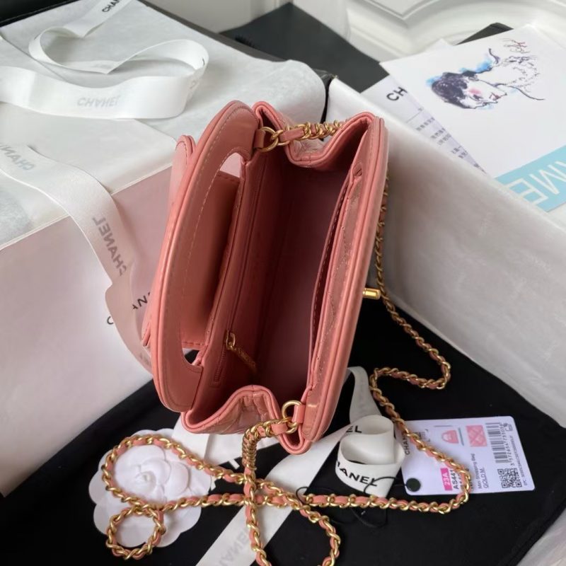 Chanel AS4416 Mini Shopping Bag Shiny Aged Calfskin Gold-Tone Metal Dark Pink - Image 6