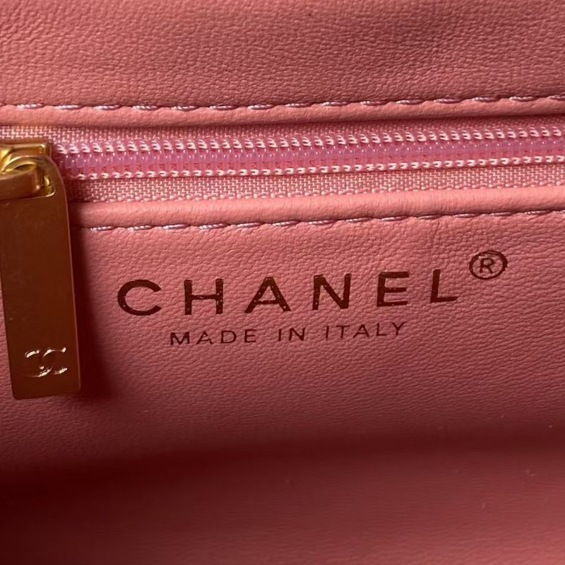 Chanel AS4416 Mini Shopping Bag Shiny Aged Calfskin Gold-Tone Metal Dark Pink - Image 7
