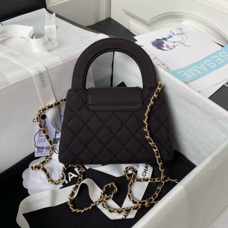 Chanel AS4416 Mini Shopping Bag Velvet and Black Calfskin Gold-Tone Metal Black - Image 2