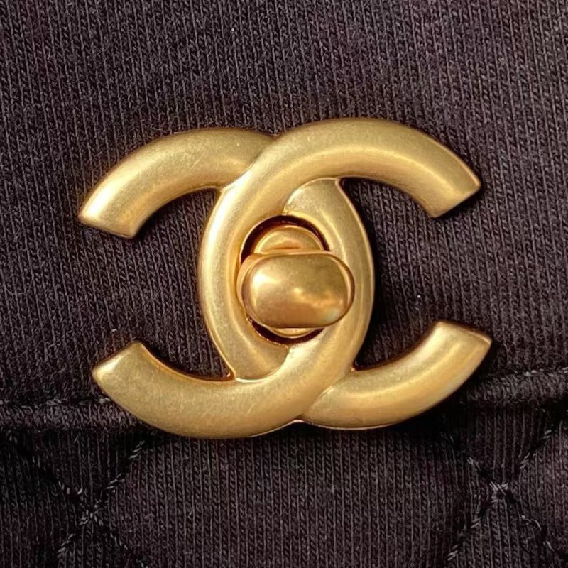 Chanel AS4416 Mini Shopping Bag Velvet and Black Calfskin Gold-Tone Metal Black - Image 3
