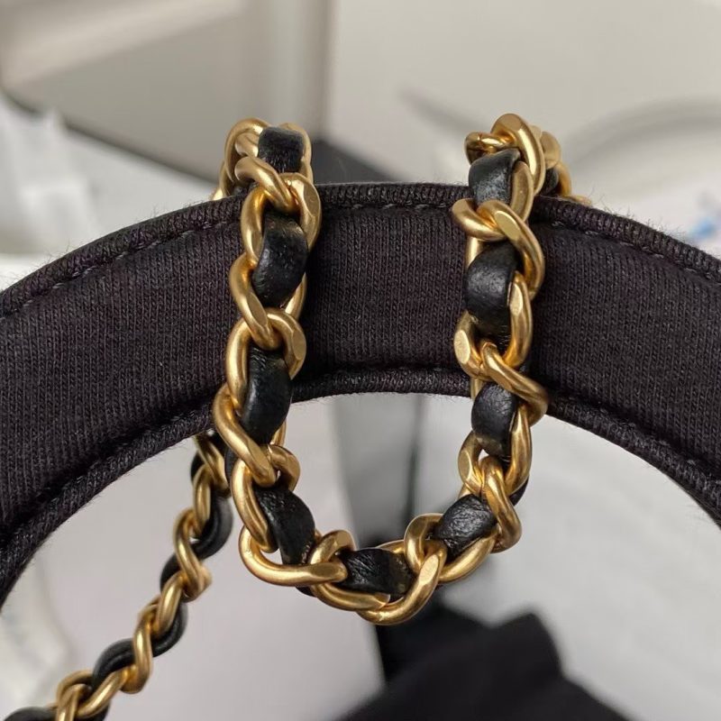 Chanel AS4416 Mini Shopping Bag Velvet and Black Calfskin Gold-Tone Metal Black - Image 4