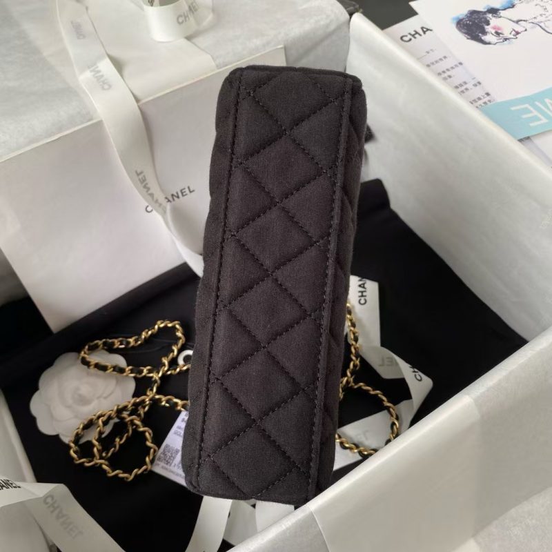 Chanel AS4416 Mini Shopping Bag Velvet and Black Calfskin Gold-Tone Metal Black - Image 5