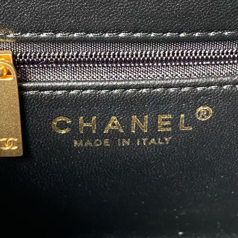 Chanel AS4416 Mini Shopping Bag Velvet and Black Calfskin Gold-Tone Metal Black - Image 7