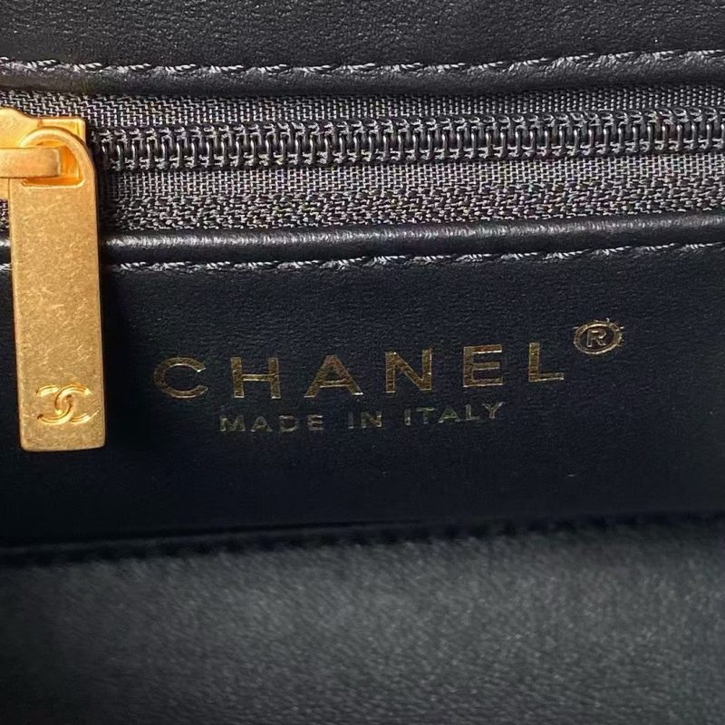 Chanel AS4416 Mini Shopping Bag Tweed and Black Calfskin Gold-Tone Metal Black and White - Image 6