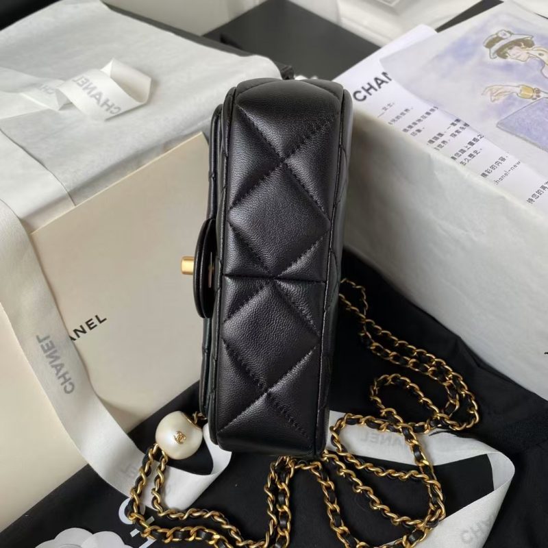 Chanel AS4868 Mini Flap Bag Pearl Lambskin Faux Pearl & Gold Metal Black - Image 5