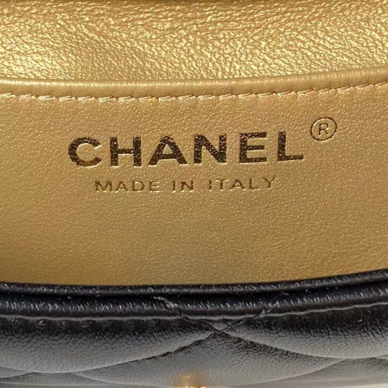 Chanel AS4868 Mini Flap Bag Pearl Lambskin Faux Pearl & Gold Metal Black - Image 7