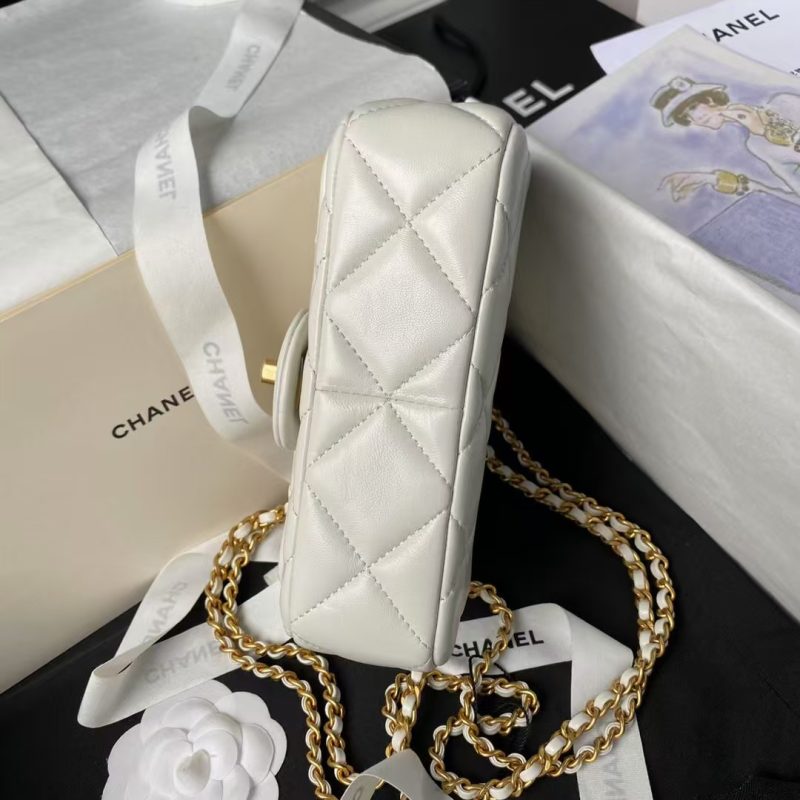 Chanel AS4868 Mini Flap Bag Pearl Lambskin Faux Pearl & Gold Metal White - Image 6