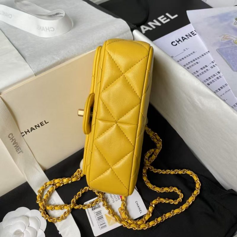 Chanel AS4868 Mini Flap Bag Pearl Lambskin Faux Pearl & Gold Metal Yellow - Image 5