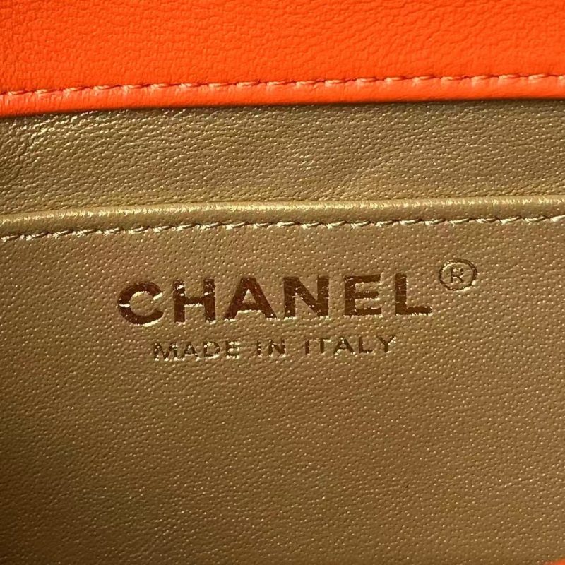 Chanel AS4868 Mini Flap Bag Pearl Lambskin Faux Pearl & Gold Metal Orange - Image 6