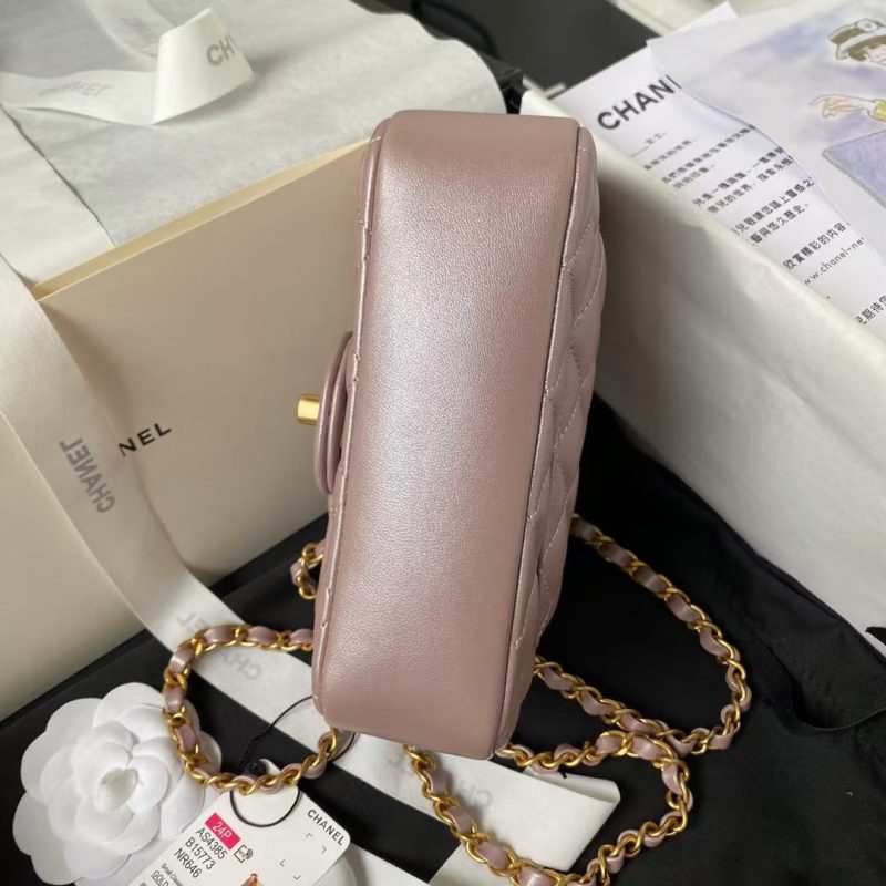 Chanel AS4385 Mini Flap Bag Pearl Lambskin Faux Pearl & Gold Metal Pink Iridescent - Image 4