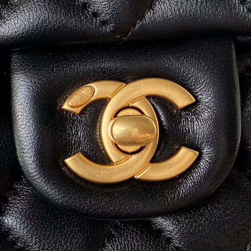 Chanel AS4385 Mini Flap Bag Pearl Lambskin Faux Pearl & Gold Metal Black - Image 3
