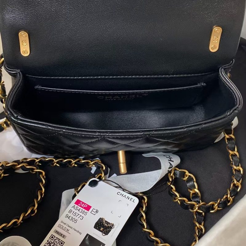 Chanel AS4385 Mini Flap Bag Pearl Lambskin Faux Pearl & Gold Metal Black - Image 6