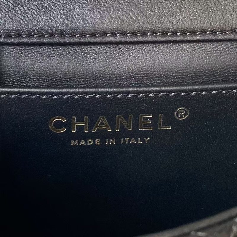 Chanel AS4385 Mini Flap Bag Pearl Lambskin Faux Pearl & Gold Metal Black - Image 7