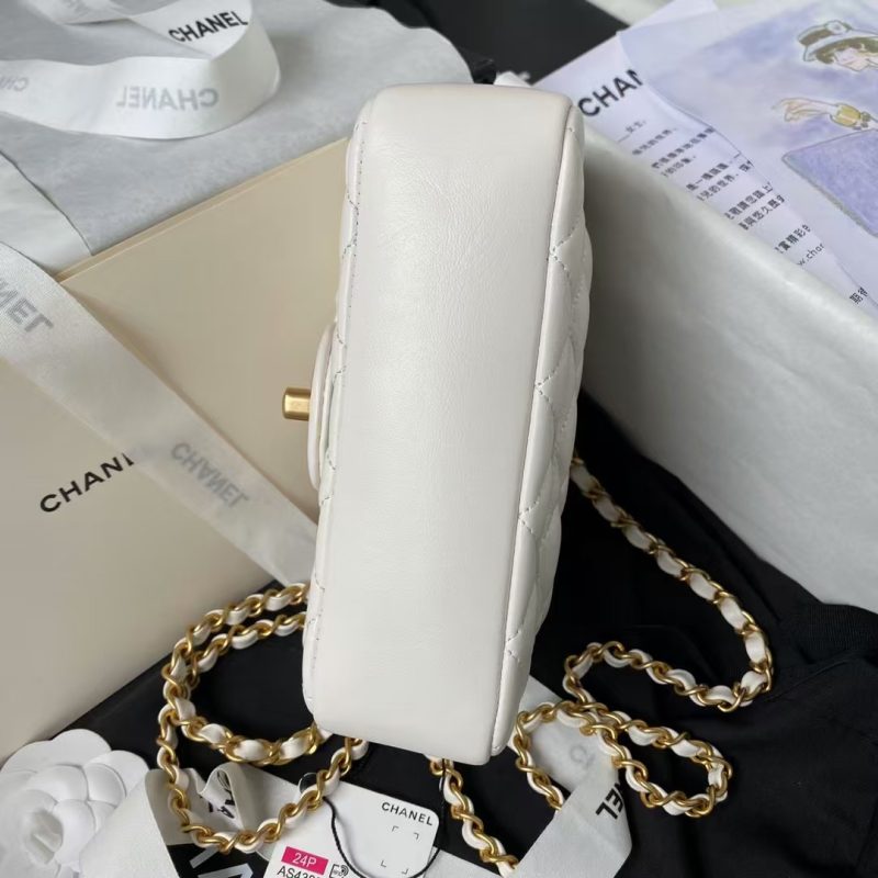 Chanel AS4385 Mini Flap Bag Pearl Lambskin Faux Pearl & Gold Metal White - Image 5