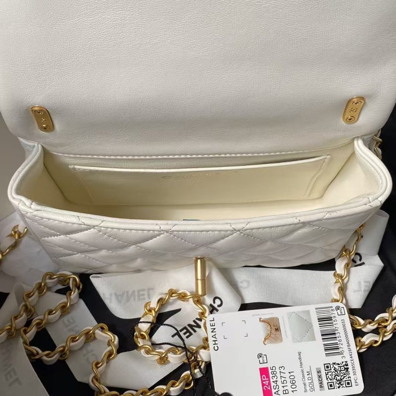 Chanel AS4385 Mini Flap Bag Pearl Lambskin Faux Pearl & Gold Metal White - Image 6