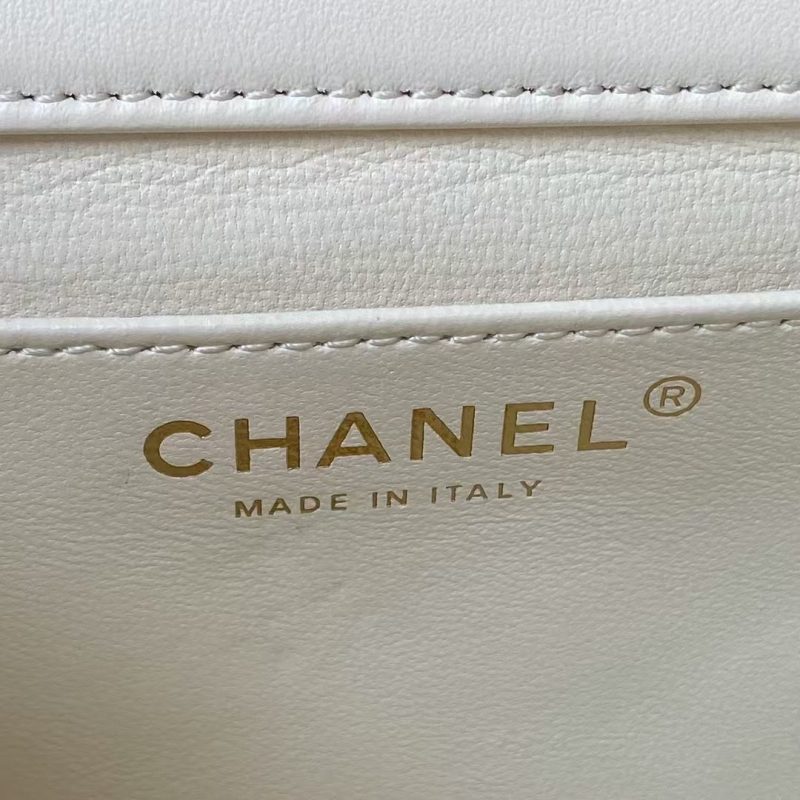 Chanel AS4385 Mini Flap Bag Pearl Lambskin Faux Pearl & Gold Metal White - Image 7