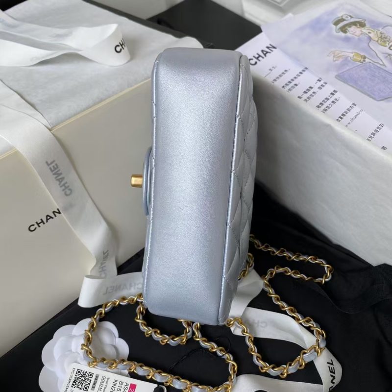 Chanel AS4385 Mini Flap Bag Pearl Lambskin Faux Pearl & Gold Metal Grey - Image 5