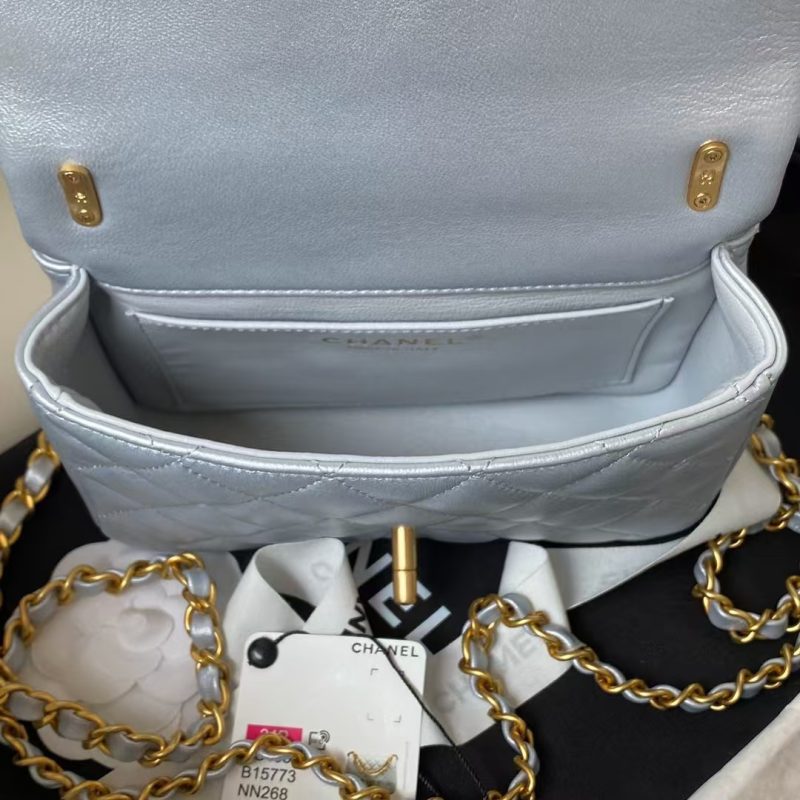 Chanel AS4385 Mini Flap Bag Pearl Lambskin Faux Pearl & Gold Metal Grey - Image 6