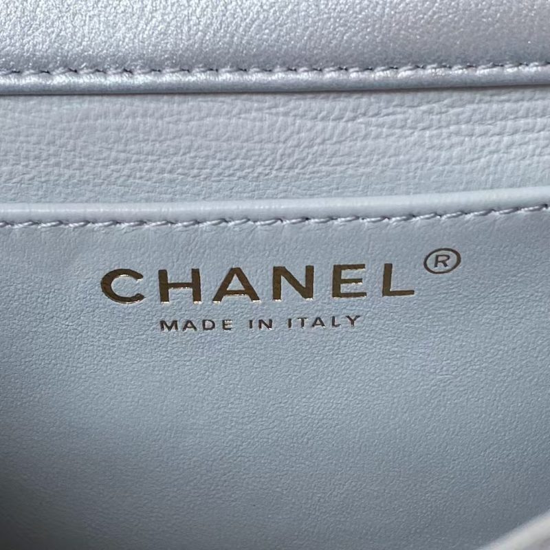 Chanel AS4385 Mini Flap Bag Pearl Lambskin Faux Pearl & Gold Metal Grey - Image 7