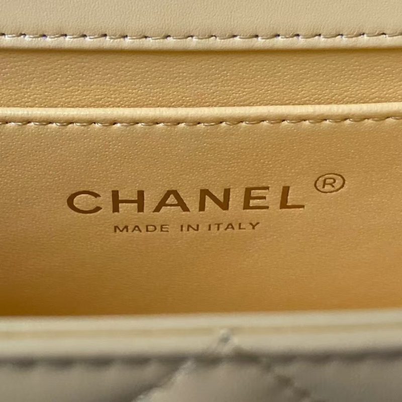 Chanel AS2649 Chain Bag With Gold Charm Small Vintage Calfskin Bag Yellow - Image 6