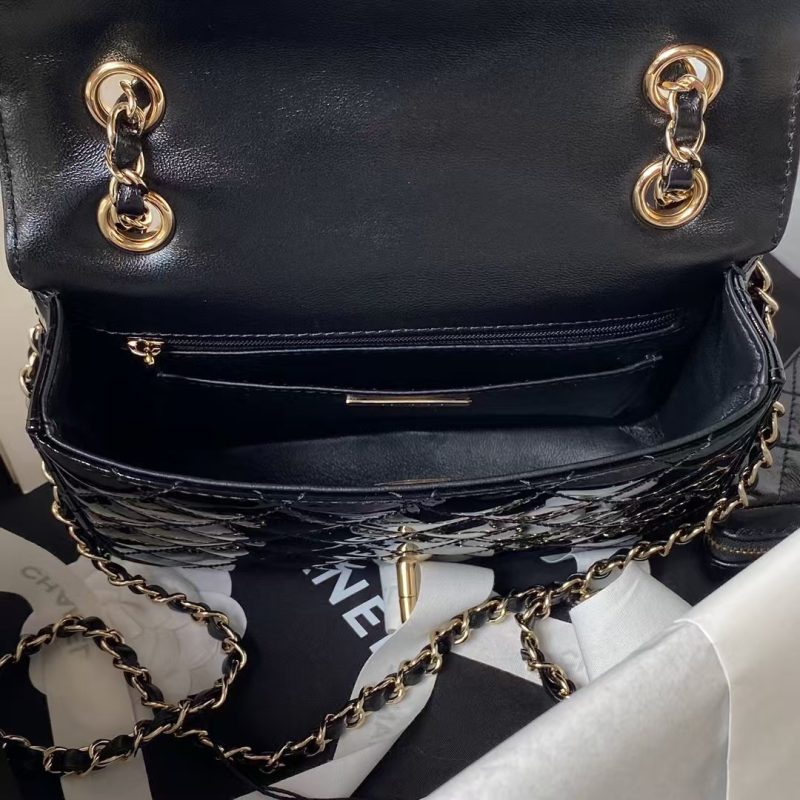Chanel AS4647 Mini Flap Bag With Star Coin Purse Metallic Calfskin & Gold Metallic Black - Image 7