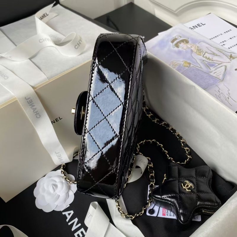 Chanel AS4647 Mini Flap Bag With Star Coin Purse Metallic Calfskin & Gold Metallic Black - Image 4
