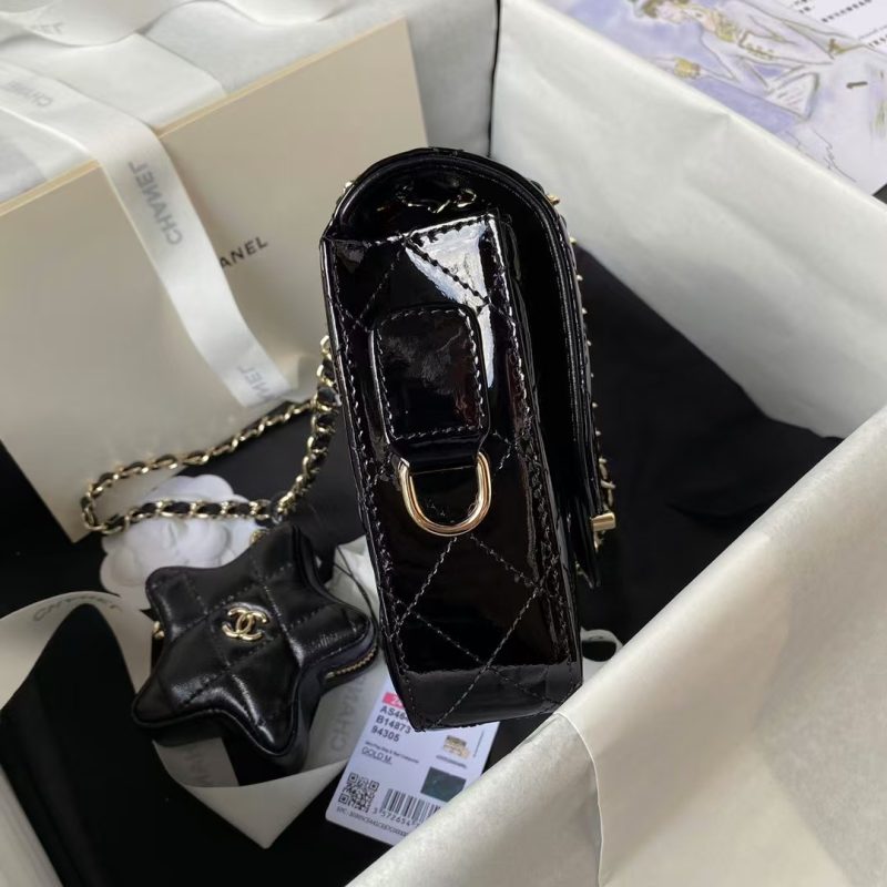Chanel AS4647 Mini Flap Bag With Star Coin Purse Metallic Calfskin & Gold Metallic Black - Image 5