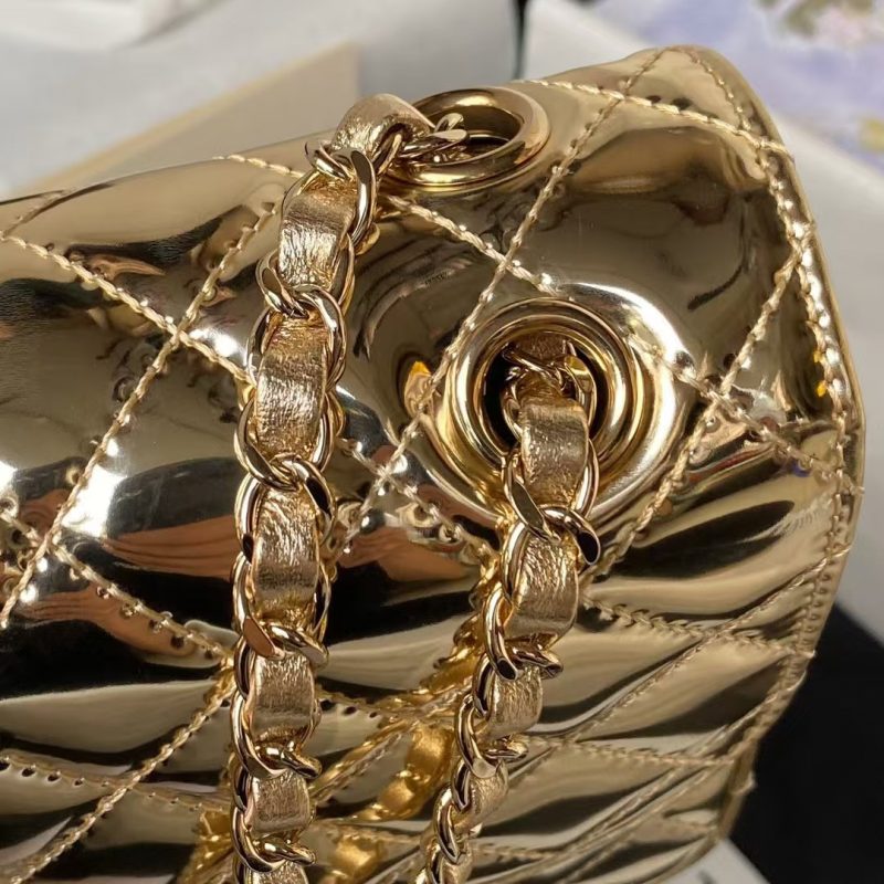 Chanel AS4647 Mini Flap Bag With Star Coin Purse Metallic Calfskin & Gold Metallic Gold - Image 7