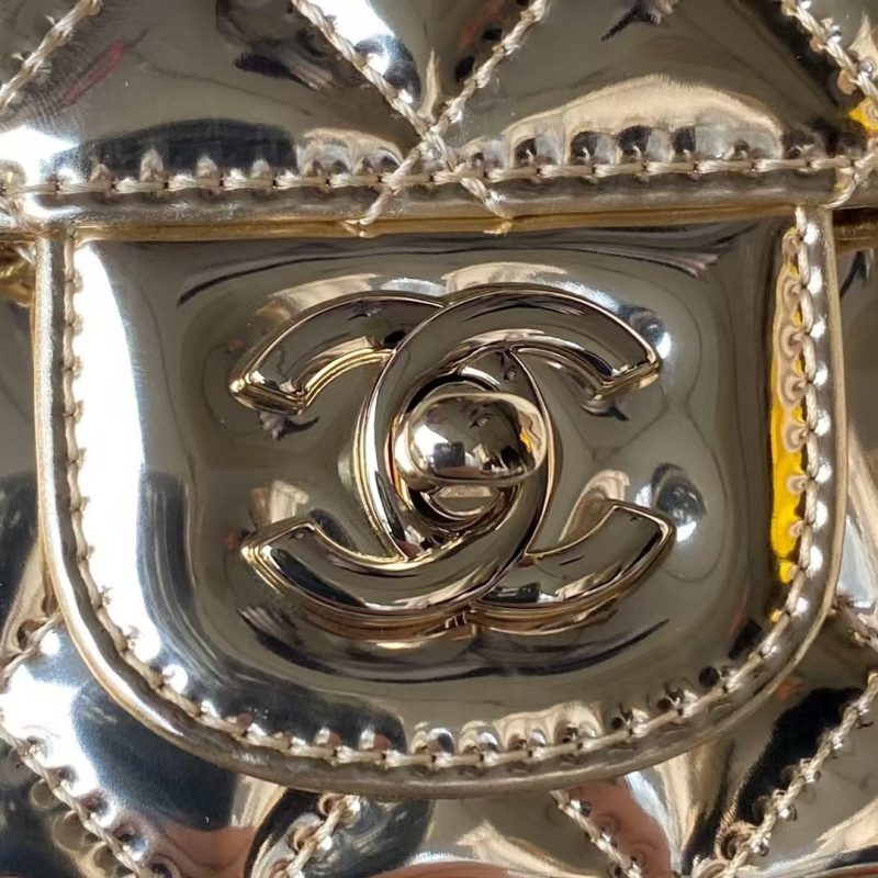 Chanel AS4647 Mini Flap Bag With Star Coin Purse Metallic Calfskin & Gold Metallic Gold - Image 8