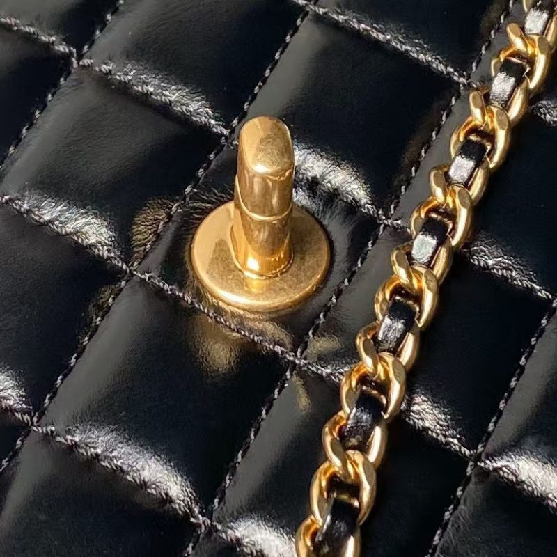 Chanel A92990 Small Flap Bag With Top Handle Black Shiny Calfskin Black - Image 4
