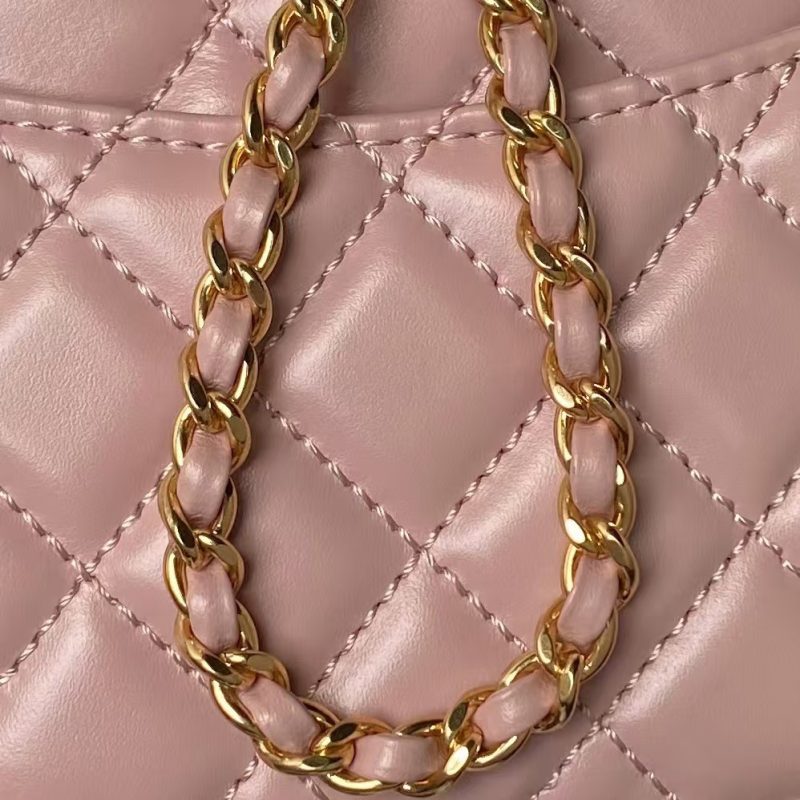 Chanel A92990 Small Flap Bag With Top Handle Shiny Calfskin Pink - Image 4