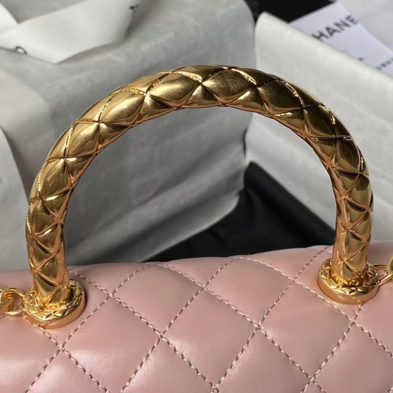Chanel A92990 Small Flap Bag With Top Handle Shiny Calfskin Pink - Image 7
