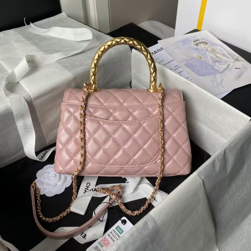 Chanel A92990 Small Flap Bag With Top Handle Shiny Calfskin Pink - Image 2