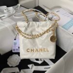 Chanel 22 AS3980 Mini Tote Shiny Calfskin & Gold-Tone Metal White