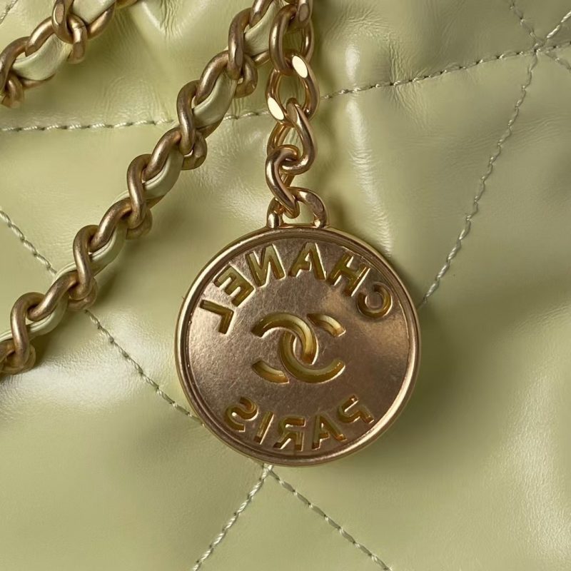 Chanel 22 AS3980 Mini Tote Shiny Calfskin & Gold-Tone Metal Yellow - Image 4