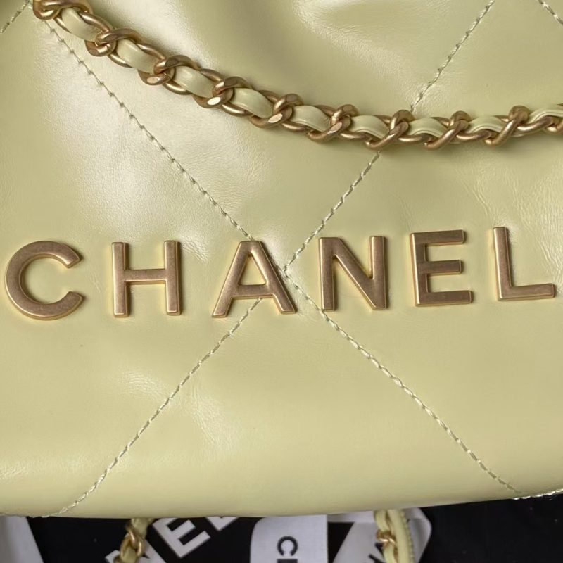 Chanel 22 AS3980 Mini Tote Shiny Calfskin & Gold-Tone Metal Yellow - Image 6