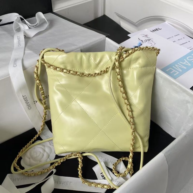Chanel 22 AS3980 Mini Tote Shiny Calfskin & Gold-Tone Metal Yellow - Image 2