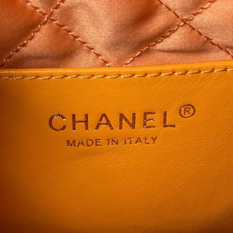 Chanel 22 AS3980 Mini Tote Shiny Calfskin & Gold-Tone Metal Orange - Image 4