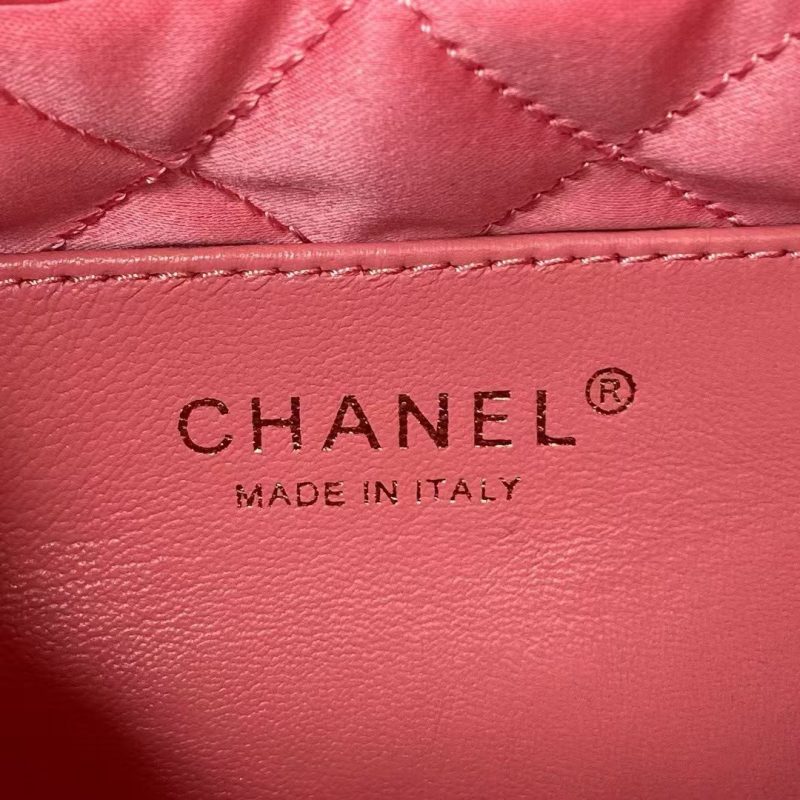 Chanel 22 AS3980 Mini Tote Shiny Calfskin & Gold-Tone Metal Dark Pink - Image 7